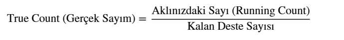 blackjack kart sayma formül