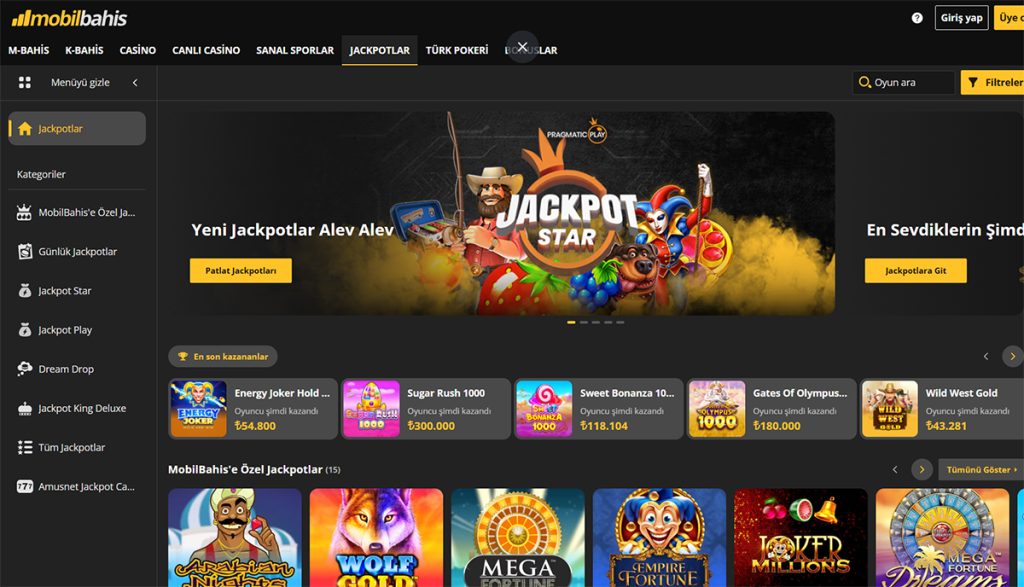 mobilbahis jackpot oyunları